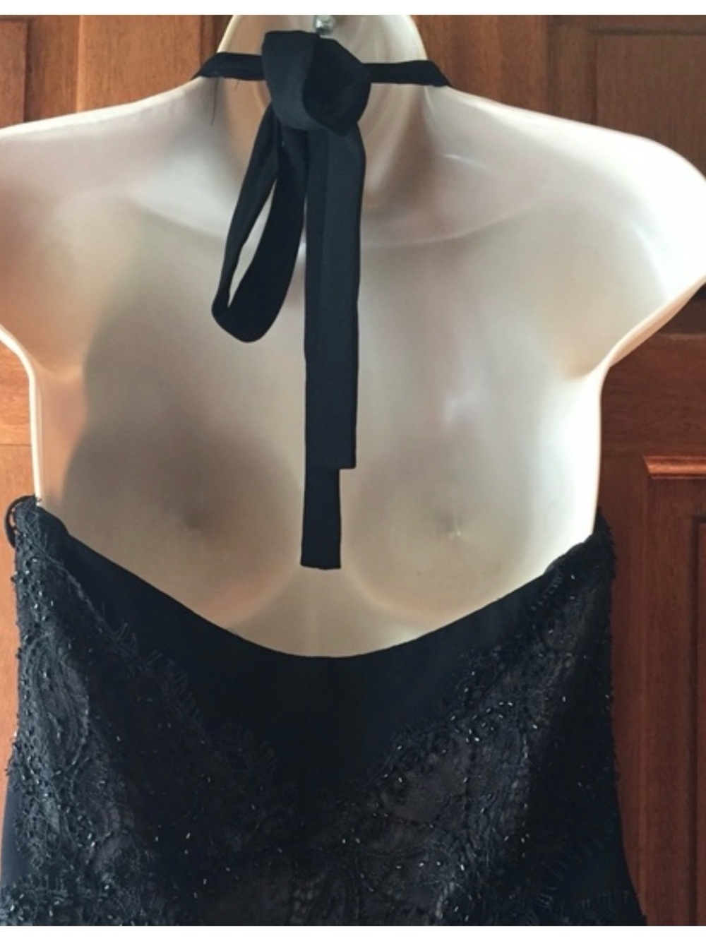 Jones New York Sz 6 Black Halter Midi Dress with Lace Waist - Picture 4 of 5